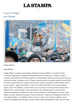 Intervista a C. Magris. &ldquo;Un po` di Viagra per l`Europa&rdquo;