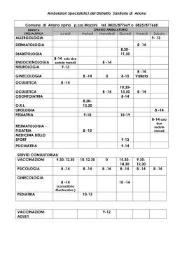 orari specialistica ambulatoriale Distretti ASL AV.