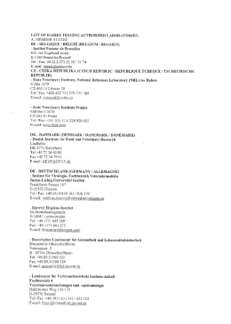 LIST OF RABIES TESTING AUTHORISED LABORATORIES: A