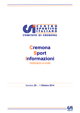 Notiziario numero 29 del 01/10/2014