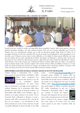Notiziario – giugno 2015 - Chiesa Cristiana Evangelica "Il Faro"