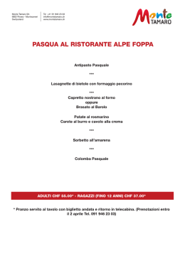 PASQUA AL RISTORANTE ALPE FOPPA