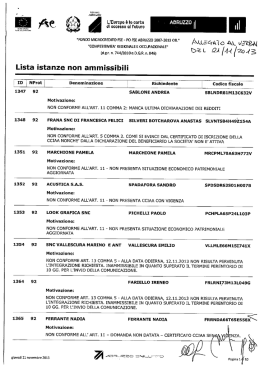 istanze non ammissibili