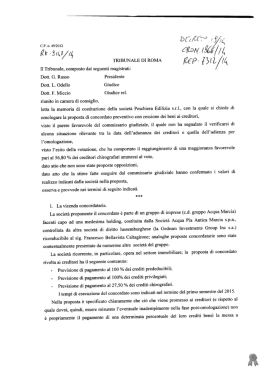 Decreto di Omologa - Acqua Pia Antica Marcia