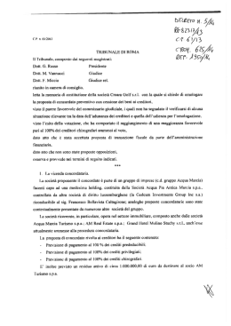Decreto di Omologa - Acqua Pia Antica Marcia