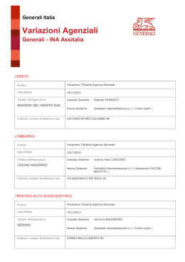 Variazioni Agenziali - Assicurazioni Generali