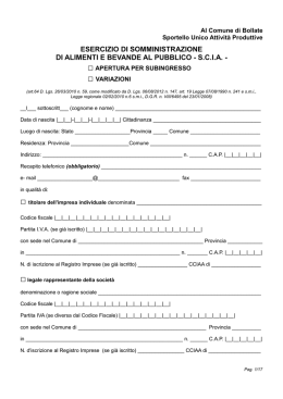 SCIA subingresso/variazioni esercizio di somministrazione