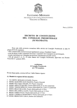 DECRETO DI COSTITUZIONE DEL CONSIGLIO PRESBITERALE