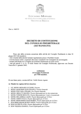 Decreto di costituzione – XII mandato 2015-2020