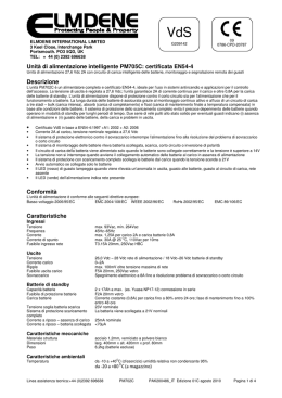 Unit&agrave; di alimentazione intelligente PM705C: certificata EN54