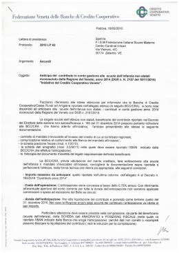 Lettera del Presidente della FVBCC