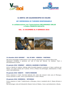 VIAGGIO KENYA programma - Cassa Rurale d`Anaunia