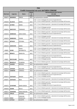 PAS Crediti riconosciuti nei corsi dell`AREA COMUNE