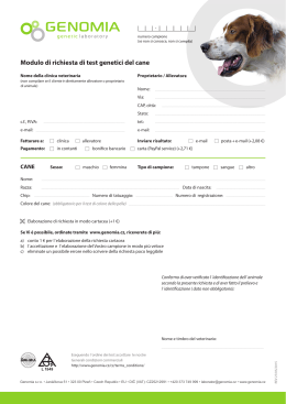 Modulo di richiesta di test genetici del cane
