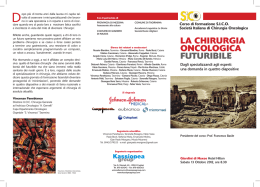 La Chirurgia onCoLogiCa FuturibiLe