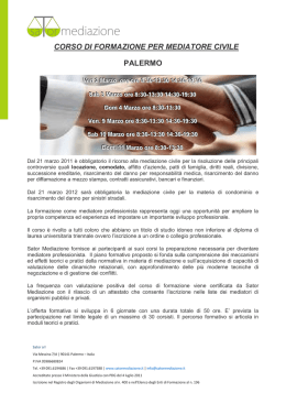 CORSO DI FORMAZIONE PER MEDIATORE CIVILE PALERMO
