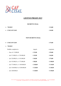 LISTINO PREZZI 2015