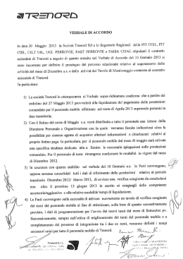 VERBALE DI ACCORDO In data 20 Maggio 2013 la