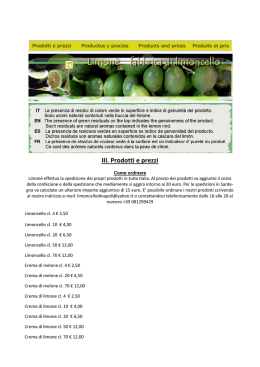 II i I. Prodotti e prezz