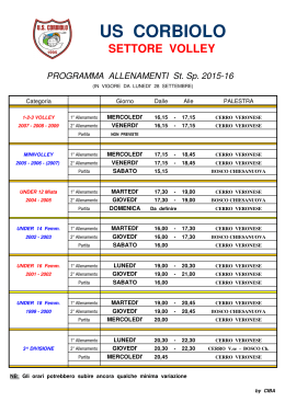 Programma allenamenti Volley 2015-16