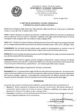 UNIVERSITA` DEGLI STUDI DI PARMA DIPARTIMENTO DI