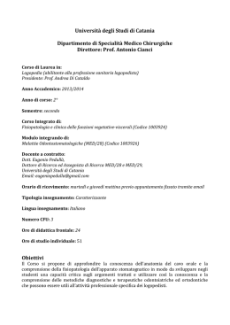 Programma - Medicina - Universit&agrave; degli Studi di Catania