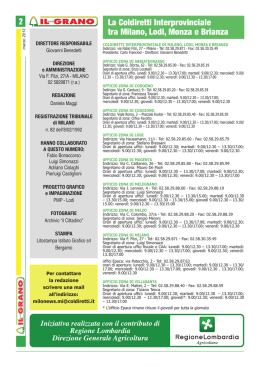 La Coldiretti Interprovinciale tra Milano, Lodi, Monza e
