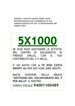 5X1000 - Centro Solidarietà di Firenze