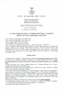 Avviso e modulo di domanda NUCLEO FAMILIARE 2015