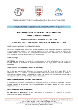 Regolamento Lotteria 2015 - Pro Loco Caselle Torinese