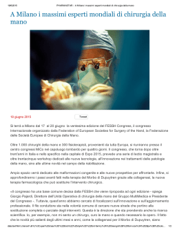 A Milano i massimi esperti mondiali di chirurgia della mano