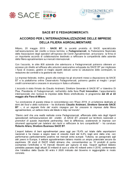 Comunicato stampa - Accordo SACE BT e Fadagromercati