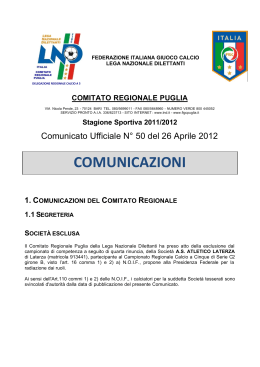 COMUNICAZIONI - FIGC - Comitato Regionale Puglia