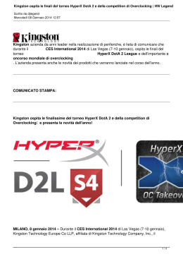 Kingston ospita le finali del torneo HyperX DotA 2 e