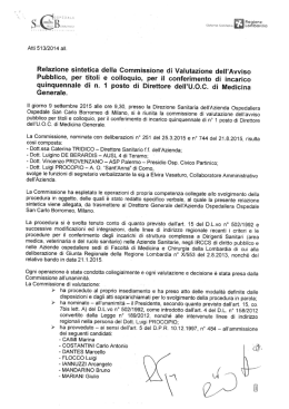 relazione sintetica 9.9.2015 - Ospedale San Carlo Borromeo