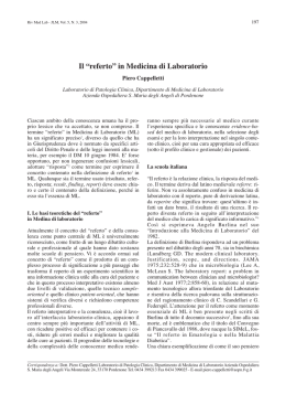 Il &ldquo;referto&rdquo; in Medicina di Laboratorio