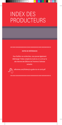 INDEX DES PRODUCTEURS - Les &Eacute;ditions de l`Homme