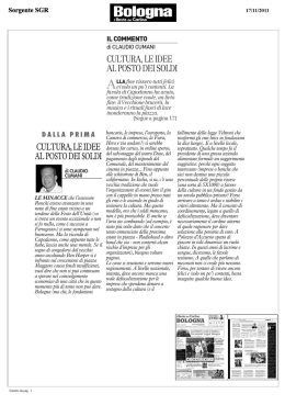 CULTURA, LE IDEE AL POSTO DEI SOLDI