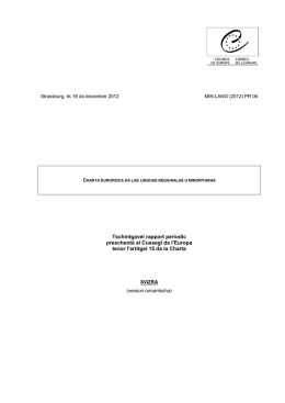 Tschintgavel rapport periodic preschent&agrave; al Cussegl da l`Europa