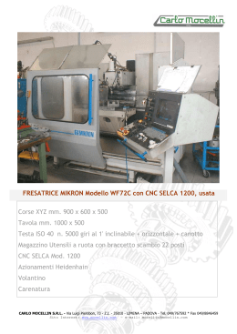 FRESATRICE MIKRON Modello WF72C con CNC SELCA 1200