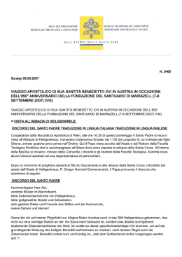viaggio apostolico di sua santit&agrave; benedetto xvi in austria in