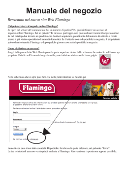 Manuale del negozio Benvenuto nel nuovo sito Web Flamingo