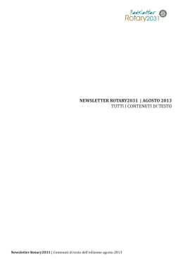 Newsletter di agosto 2013