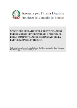 Specifiche operative per l`identificazione univoca degli uffici centrali