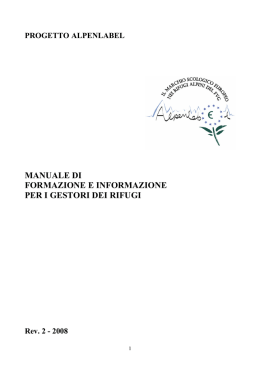 manuale di formazione e informazione per i gestori dei rifugi