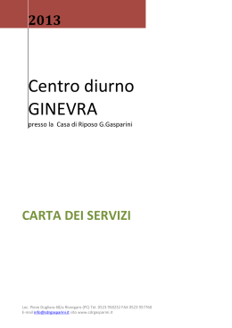 Carta dei Servizi Centro diurno - Casa di Riposo Giuseppe Gasparini