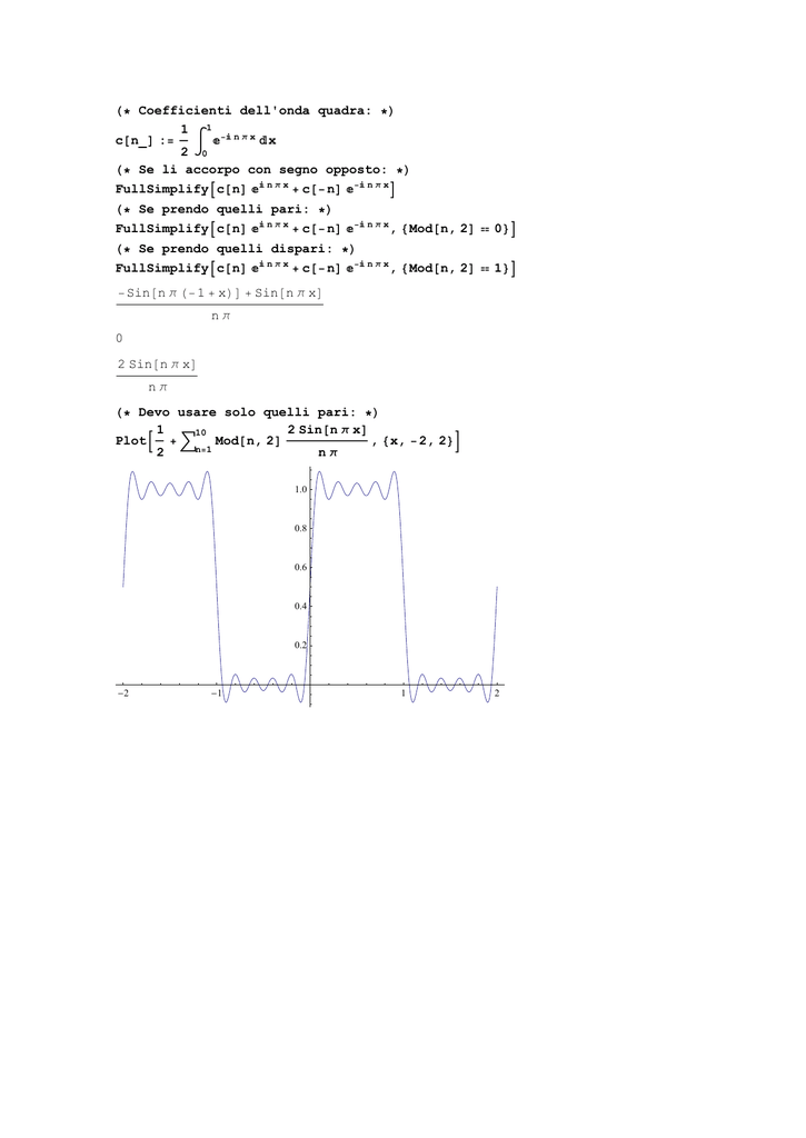 Coefficienti Dell Onda Quadra C N 1 2 0 X Se Li Accorpo