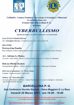 "Cyberbullismo" - 20.3.15 - Consiglio dell`Ordine degli Avvocati di