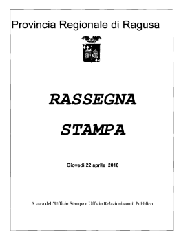 RASSEGNA - Provincia Regionale di Ragusa