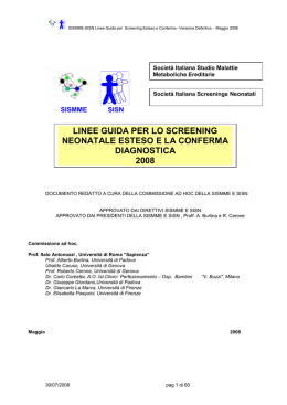linee guida per lo screening neonatale esteso e la conferma